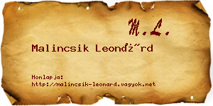 Malincsik Leonárd névjegykártya